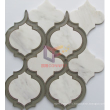 Marble Mix Glass Water Jet Mosaic Tiles (CFW68)